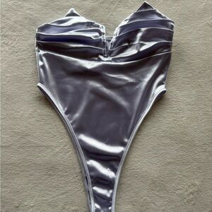 Shiny Silver One-Piece Bodysuit